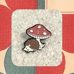🍭3/$15 Hedgehog Cottagecore Mushroom Enamel Pin Brooch